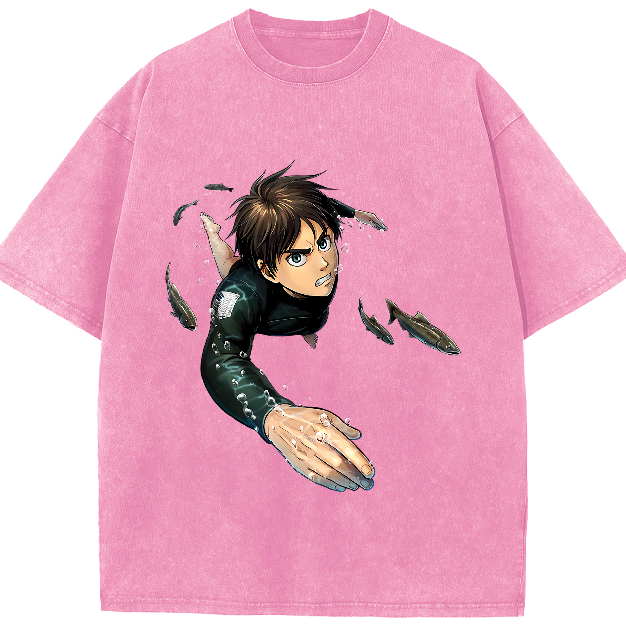 （画像用） 進撃の巨人 エレン･イェーガー Attack on Titan Eren Jäger 綿100% ヴィンテージ風 半袖Tシャツ（フロントプリント）